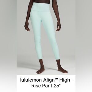 Lululemon delicate mint align leggings. Excellent used condition.